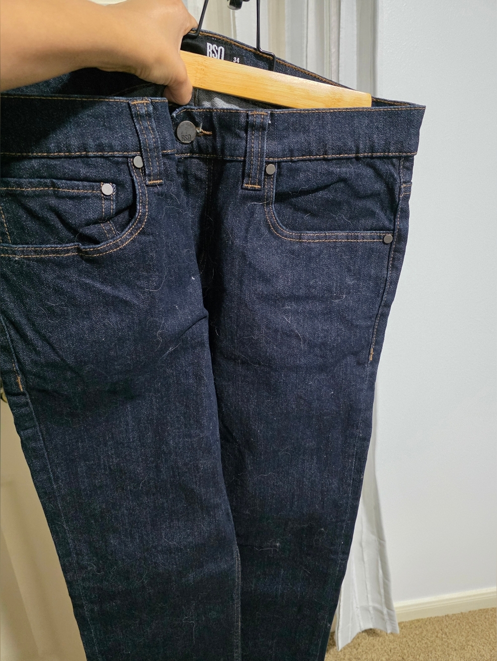 RSQ Blue Skinny Jeans with Contrast Stitching